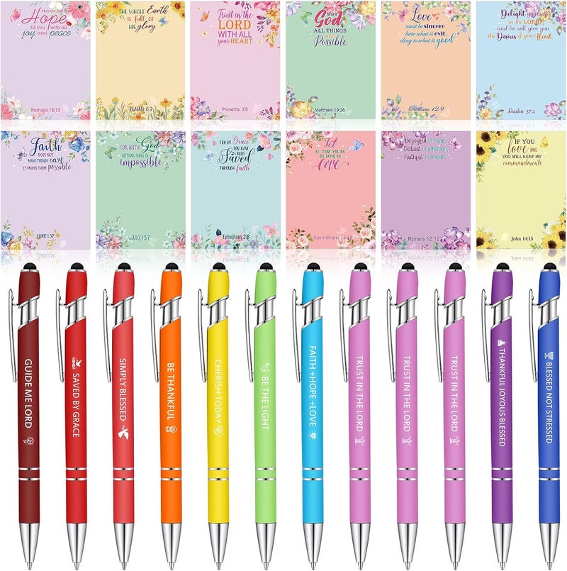 Geyee 24 Pcs Religious Sticky Notes with Funny Pens 3 x 4 Inch to Do List Notepads with Sayings Pen for Valentines Coworkers Nurse Teacher Employee Office Staff Work Team Appreciation Gifts - Image 1